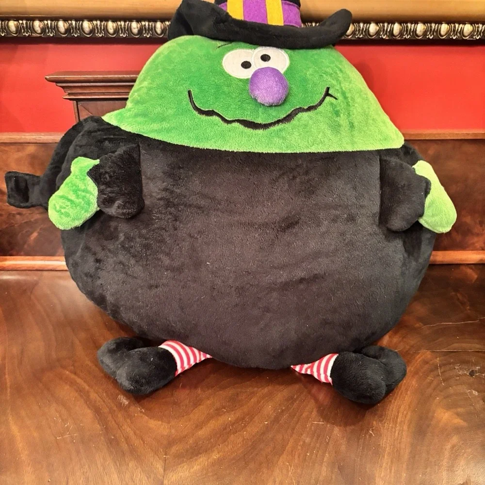 Bestever Halloween Witch Plush Pillow Green Black Stuffed Decor Large
